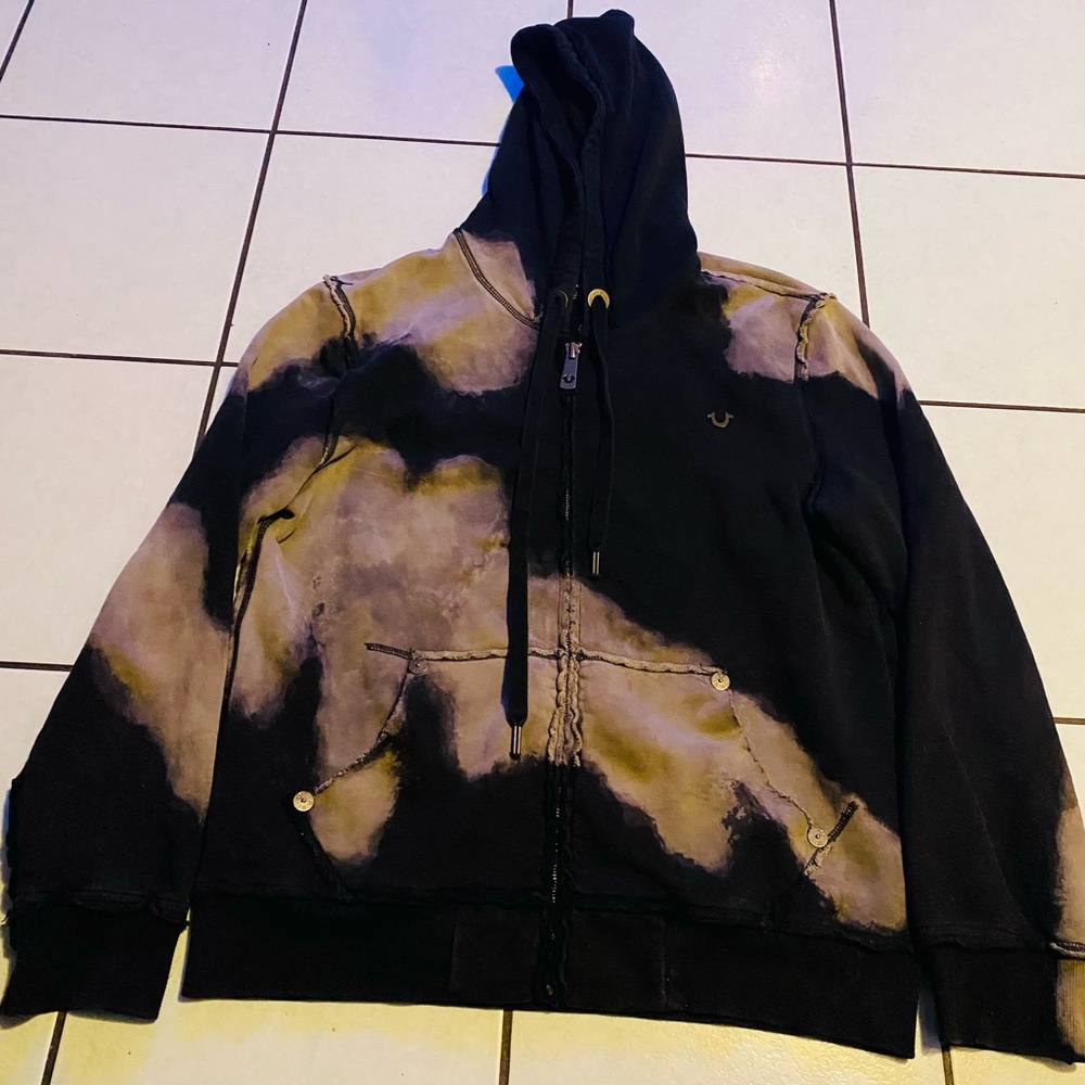 True Religion Raw Edged Zip up hoodie
